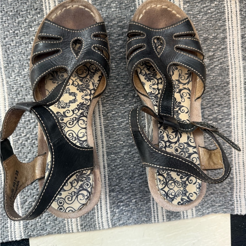 Fly London Black and Gray Patterned Wedges - Picture 6 of 7
